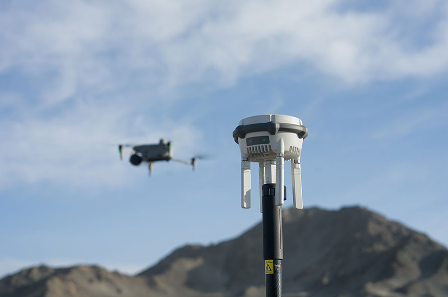 D-RTK 3 on survey pole as rover