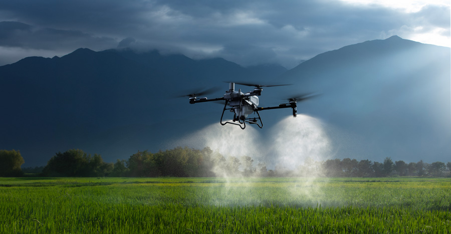 DJI Agras T70 commercial spraying drone in field
